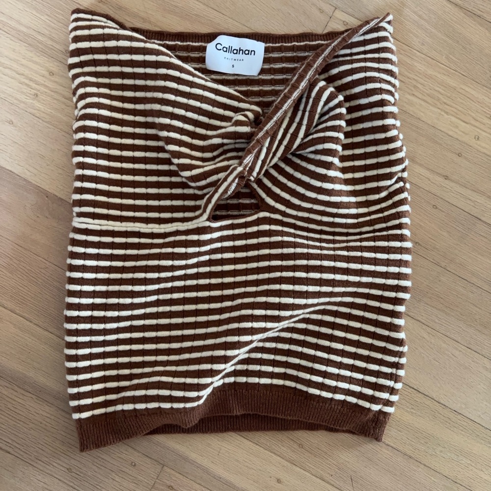 Callahan knitwear striped keyhole twist tube top